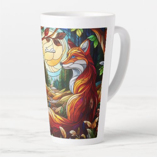 Stained Glass Look Red Fox Latte Mug