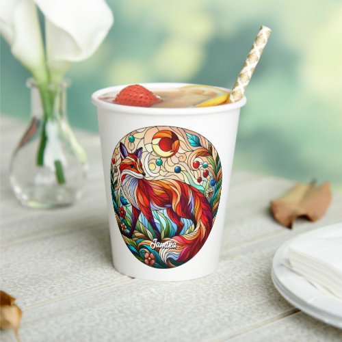 Stained Glass Look Red Fox Paper Cups