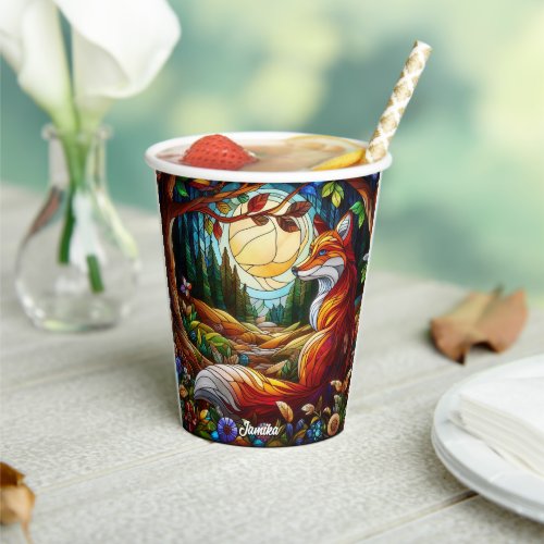 Stained Glass Look Red Fox Paper Cups