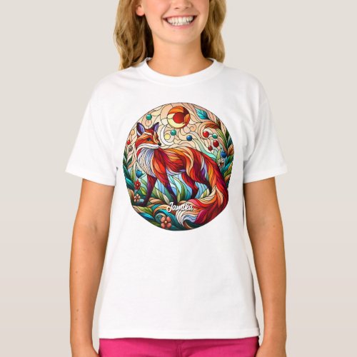 Stained Glass Look Red Fox T_Shirt