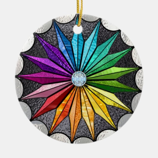 Stained Glass Look - SRF Ceramic Ornament (Front)