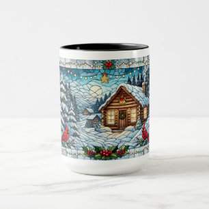 Stained Glass Look Winter Scene Christmas Mug