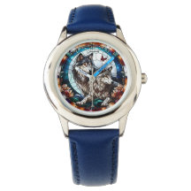 Stained Glass Look Wolf Pair