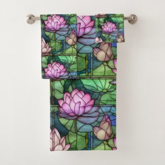 Stained Glass Lotus Bathroom Towel Set