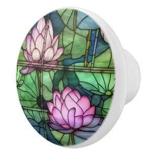 Stained Glass Lotus Ceramic Pull