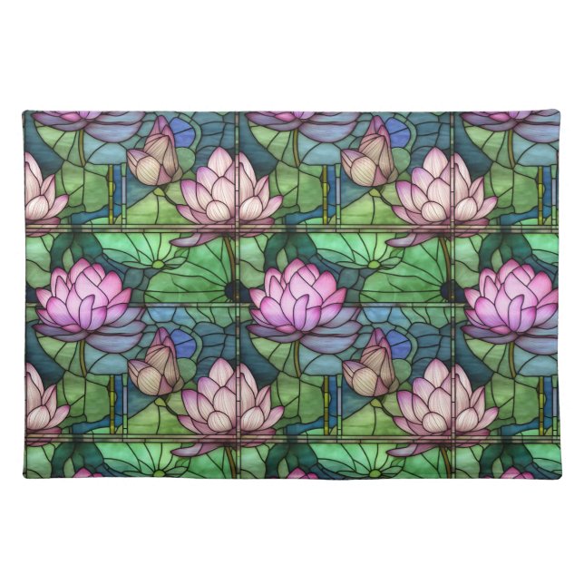 Stained Glass Lotus Cloth Placemat (Front)