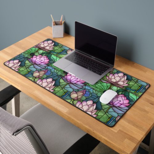 Stained Glass Lotus Desk Mat