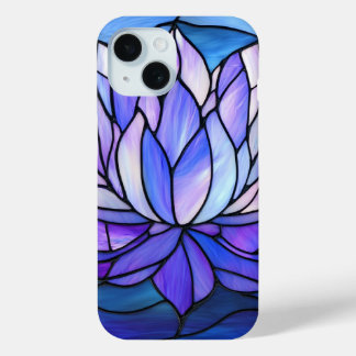 Stained Glass Lotus Flower Art for Women iPhone 15 Case