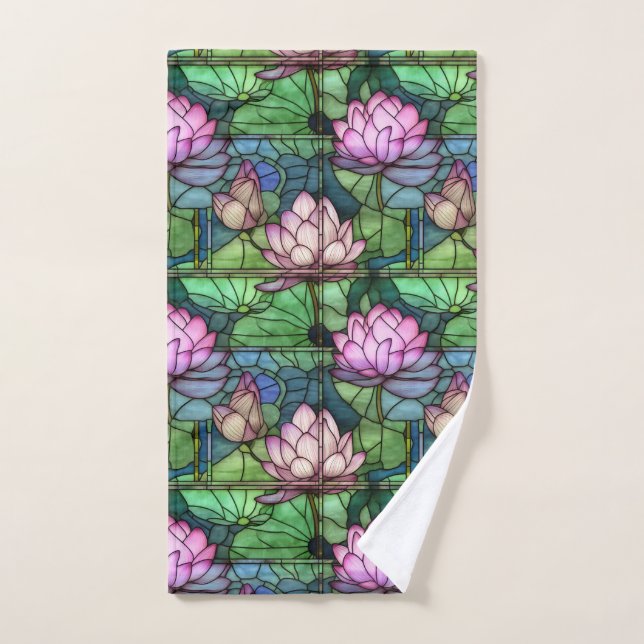 Stained Glass Lotus Hand Towel (Hand Towel)