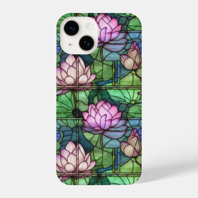 Stained Glass Lotus iPhone 14 Slim Fit Case (Back)