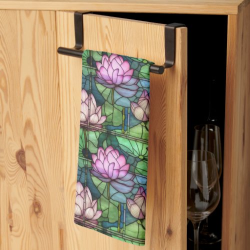 Stained Glass Lotus Kitchen Towel