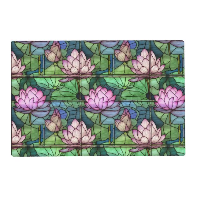 Stained Glass Lotus Laminated Placemat (Front)