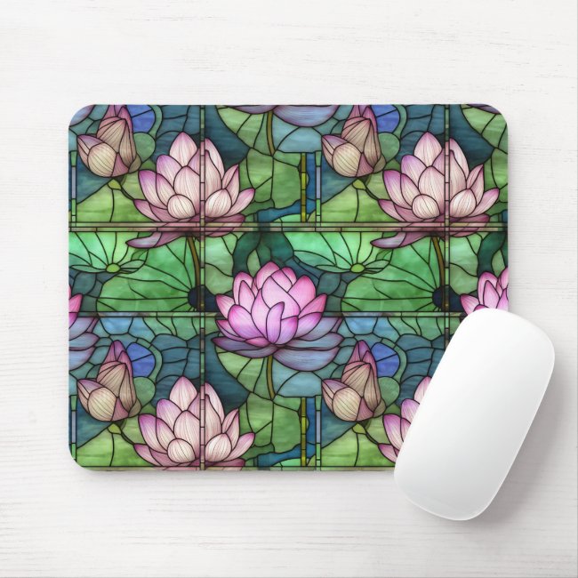 Stained Glass Lotus Mouse Pad