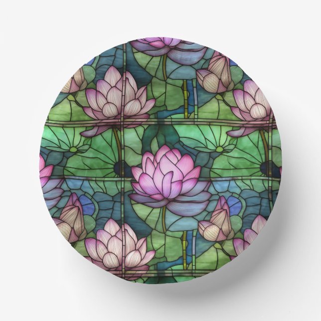Stained Glass Lotus Paper Bowls (Front)