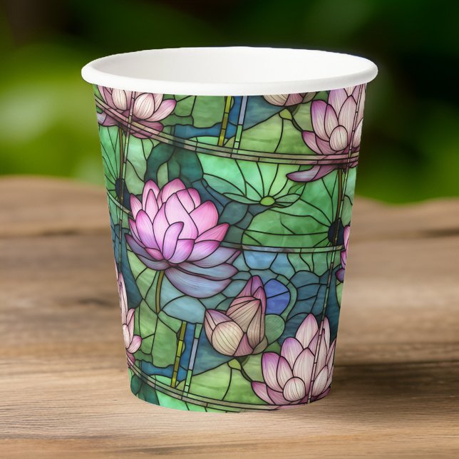 Stained Glass Lotus Paper Cups (🌸 Serenity in every sip: Lotus-designed paper cup #ZenSips 🍃)