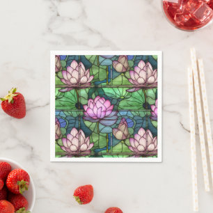 Stained Glass Lotus Paper Napkins