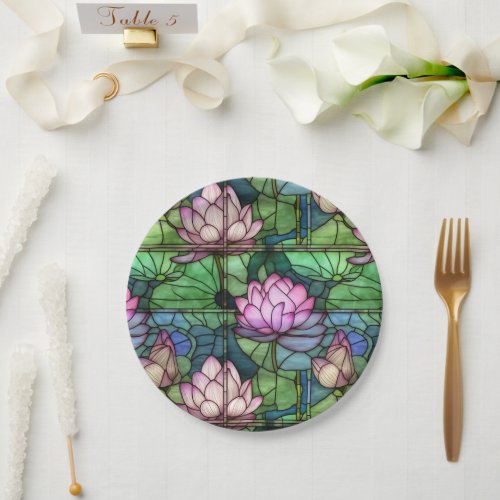 Stained Glass Lotus Paper Plates