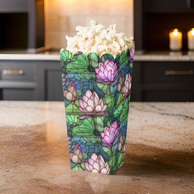 Stained Glass Lotus Popcorn Favor Boxes (Add charm to your event with Stained Glass Lotus Popcorn Favor Boxes! 🎉 )