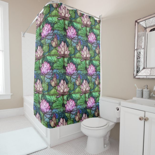 Stained Glass Lotus Shower Curtain