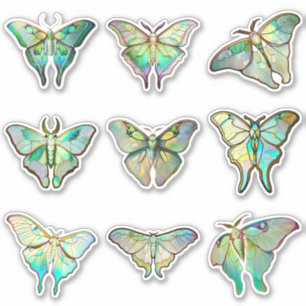 Stained Glass Luna Moths Sticker