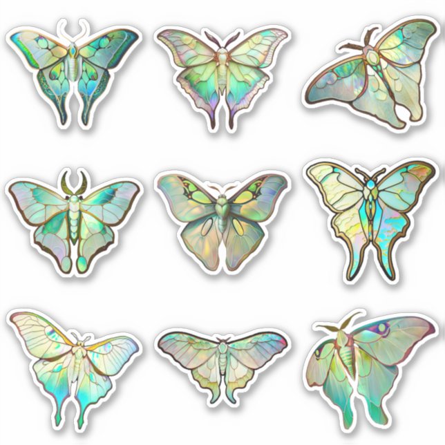 Stained Glass Luna Moths Sticker (Front)