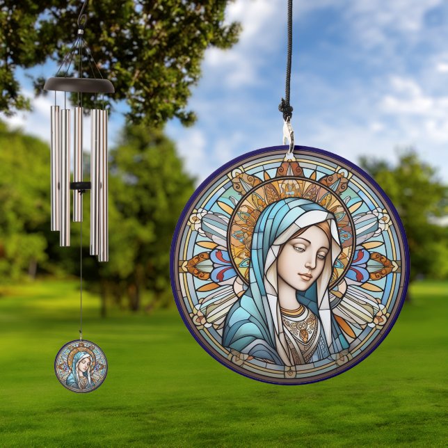 Stained Glass Madonna Art Wind Chime (Outdoor)