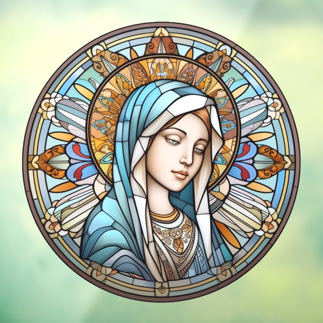 Stained Glass Madonna Round Window Cling (Sheet 3)