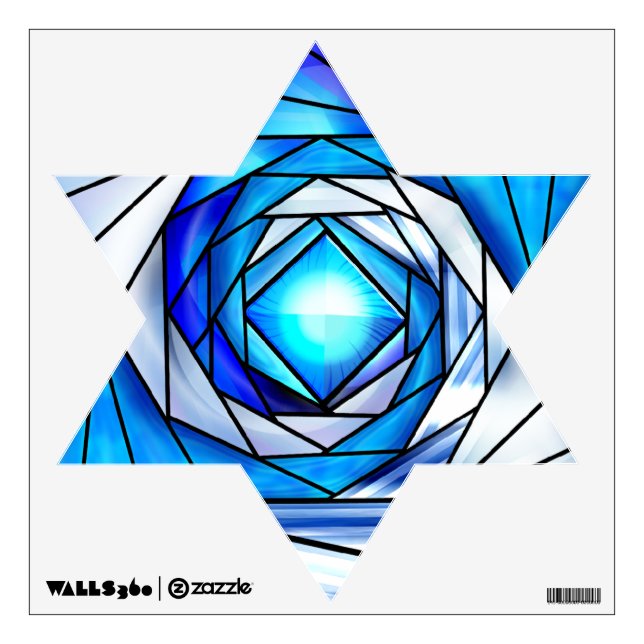 Stained Glass Magen David (12 inch Wall Decal) Sticker (Front)