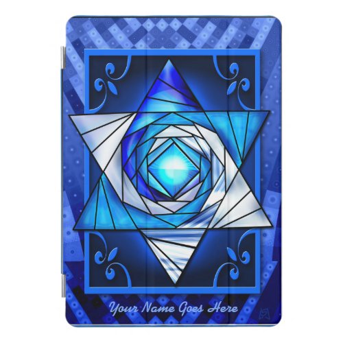 Stained Glass Magen David Personalized iPad Pro Cover