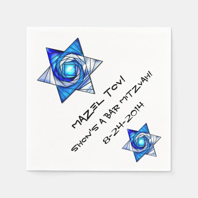 Stained Glass Magen David (Personalized) Paper Napkins (Front)