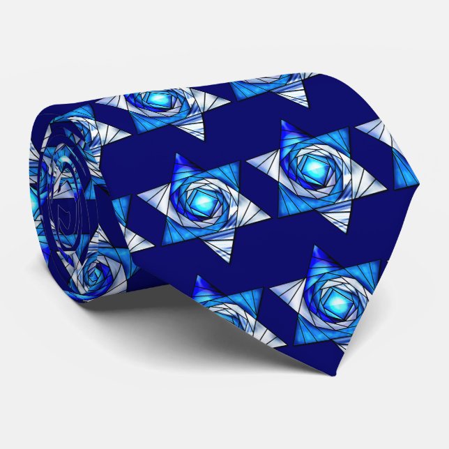 Stained Glass Magen David Tie (Rolled)