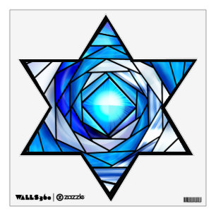 Stained Glass Magen David v2 (12 inch) Wall Sticker