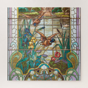 Stained glass mallard ducks jigsaw puzzle