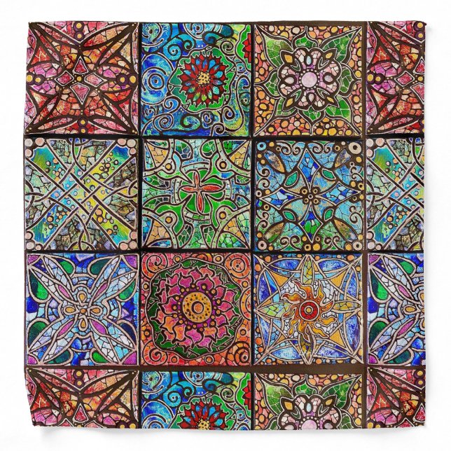 Stained Glass Mandala Bandana- Julie Ann Stricklin Bandana (Front)