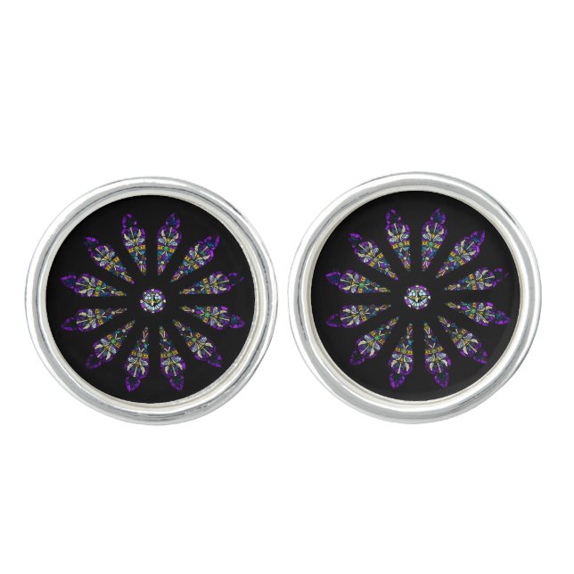 Stained Glass Mandala Cufflinks (Front)