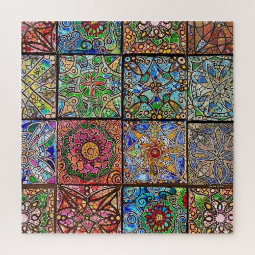 Stained Glass Mandala Patchwork Jigsaw Puzzle