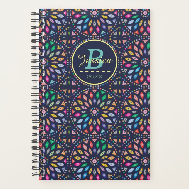 Stained Glass Mandala Pattern Personalised Planner (Front)