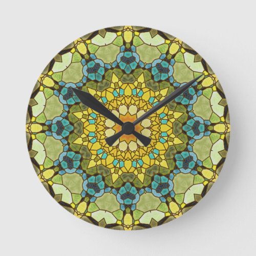 Stained Glass Mandala Wall Clock in Spring Colors