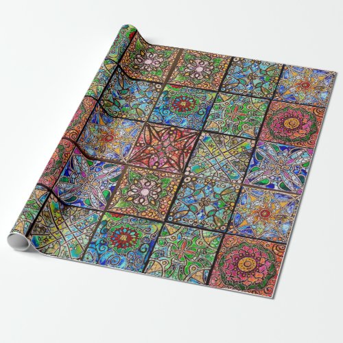 Stained Glass Mandala wrapping Paper