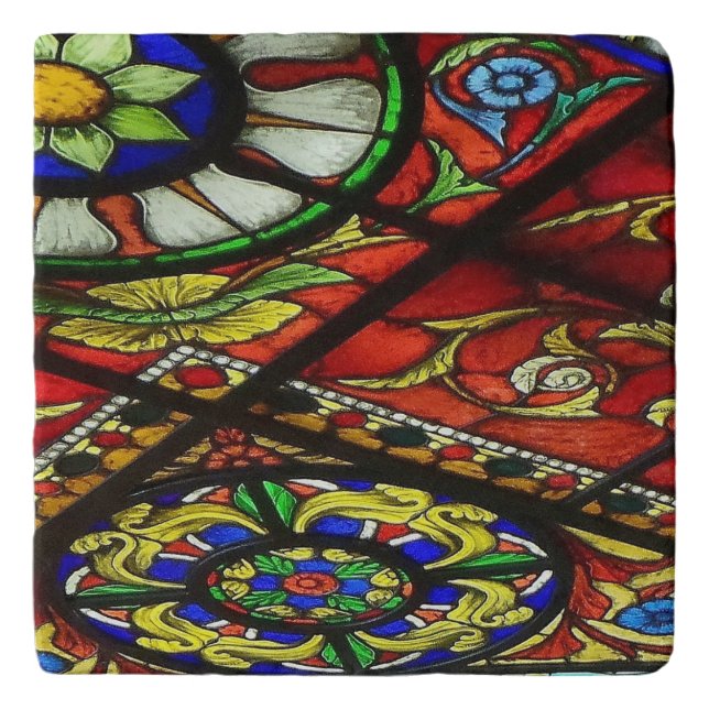 Stained Glass Marble Stone Trivet (Front)