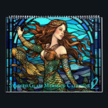 Stained Glass Mermaid 2 Calendar<br><div class="desc">Beautiful stained glass mermaid calendar features 12 months of stunning artwork featuring mermaids in underwater and seaside settings. Includes depictions of fish, sea turtles, and other wildlife. Colorful, classic, vintage feel illustrations of mythical fantasy creatures. Makes a perfect Christmas gift for those into the mermaidcore aesthetic. Calendar can be customized...</div>