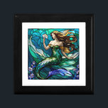 Stained glass mermaid admiring a flower gift box<br><div class="desc">Enjoy the beauty and elegance of this staind glass inspired mermaid admiring a delicate flower. Bring some fun,  fantasy,  and magic to your home.</div>