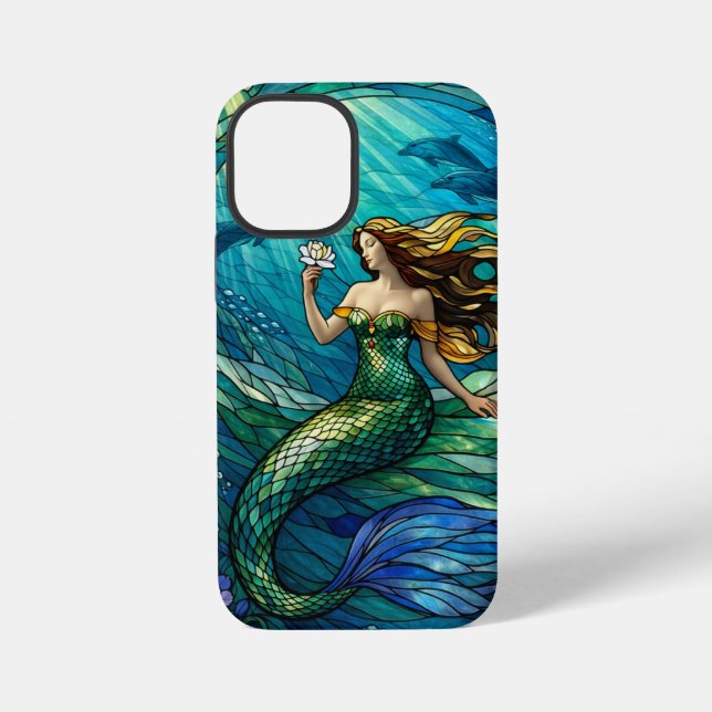 Stained Glass Mermaid Art iPhone Case (Back)
