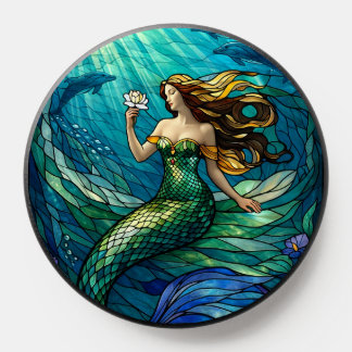 Stained Glass Mermaid Art PopSocket