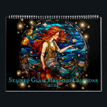 Stained Glass Mermaid Calendar<br><div class="desc">Beautiful stained glass mermaid 2024 calendar features 12 months of stunning artwork featuring mermaids in underwater and seaside settings. Includes depictions of fish,  sea turtles,  and other wildlife. Colorful,  classic,  vintage feel illustrations of mythical fantasy creatures. Makes a perfect Christmas gift for those into the mermaidcore aesthetic.</div>