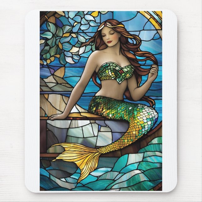 Stained glass mermaid  mouse pad (Front)
