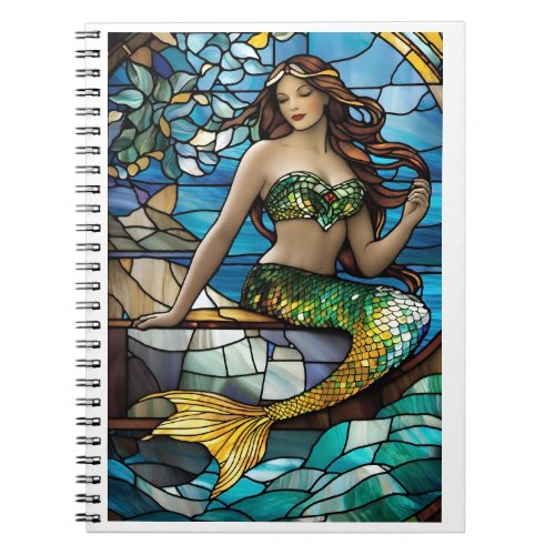 Stained glass mermaid  notebook