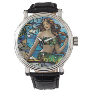 Stained glass mermaid watch