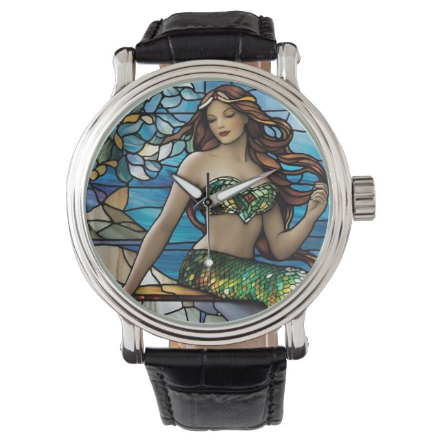 Stained glass mermaid  watch (Front)