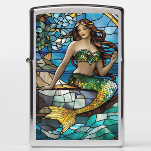 Stained glass mermaid zippo lighter